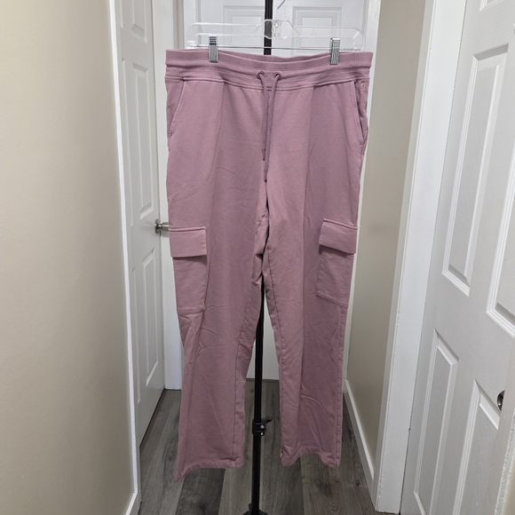 Hyba Cotton Blend Cargo Pants Pink Full Length Drawstring Waist Casual - Picture 2 of 9